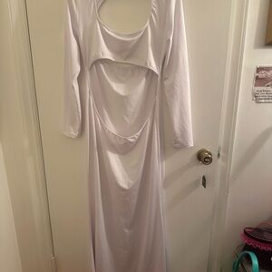 Fashion Nova White Backless Long Cutout Dress
